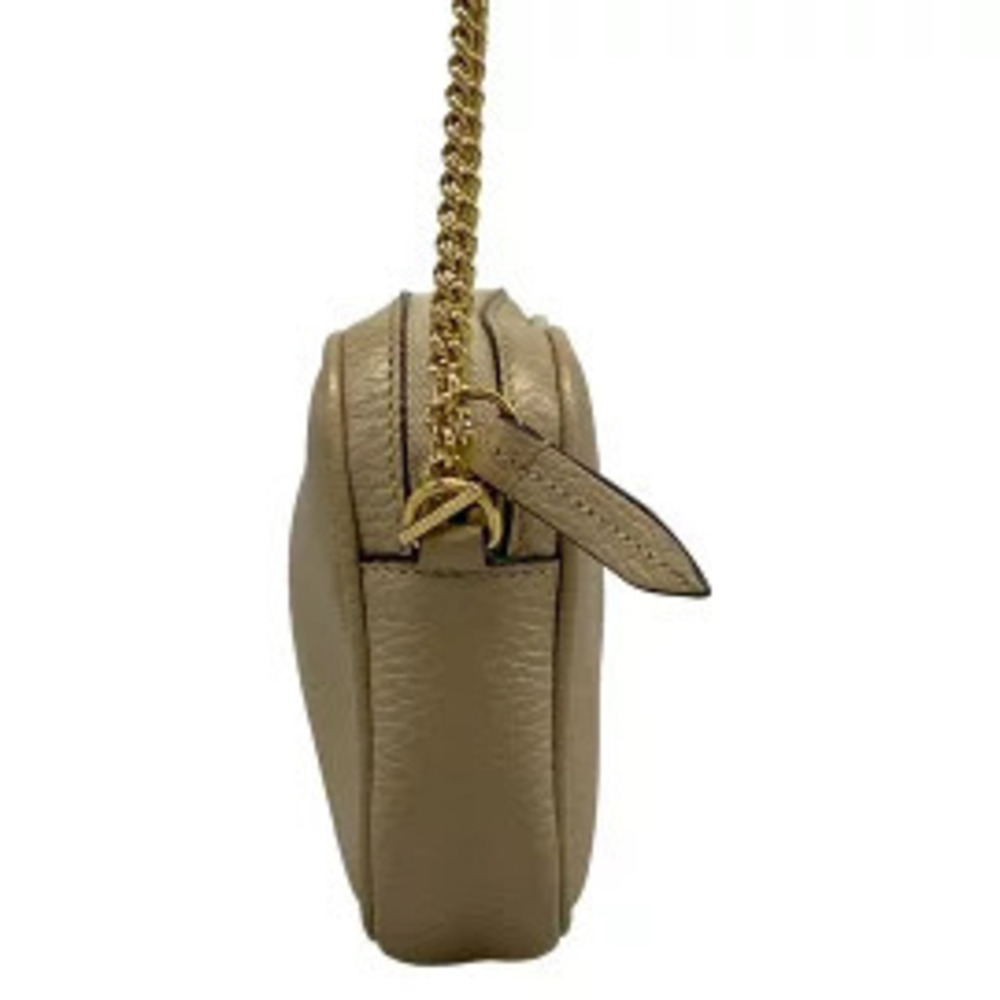 Gucci GG Marmont Camera Bag Shoulder Detachable Chain Strap Beige Leather